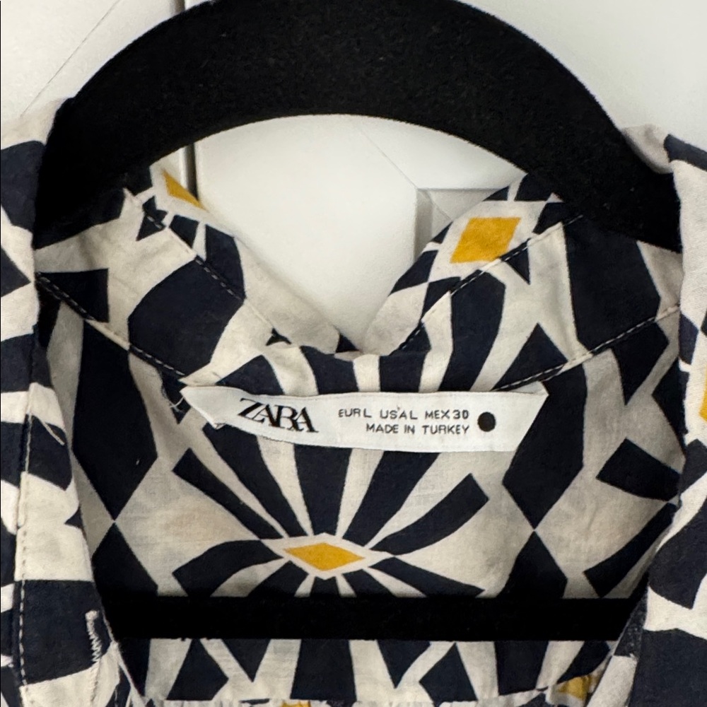 Zara Black and White Geometric Maxi Dress L - Picture 5 of 6